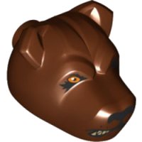LEGO part Dog Head with Black Nose, Bright Light Orange Eye, Closed Eye, Snarling Mouth Half Closed Pattern (HP Fluffy Middle Head) 78536pb02