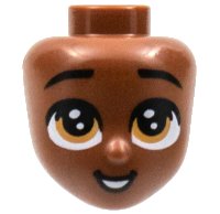 LEGO part Mini Doll, Head Friends with Black Eyebrows, Large Medium Nougat Eyes, Open Mouth Smile with Teeth Pattern 83507