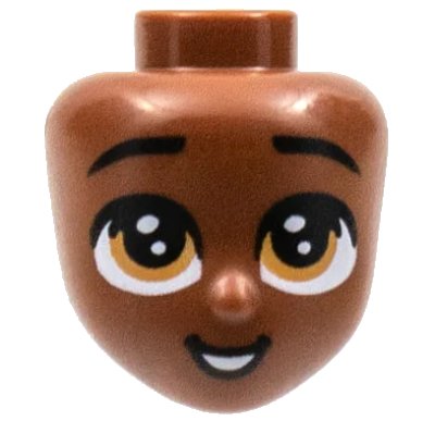 LEGO onderdeel Mini Doll, Head Friends with Black Eyebrows, Large Medium Nougat Eyes, Open Mouth Smile with Teeth Pattern (83507)