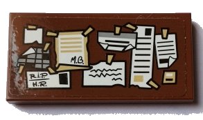 LEGO onderdeel Tile 2 x 4 with Reddish Brown Bulletin Board with Notes Pattern (Sticker) - Set 75827 (87079pb0512)