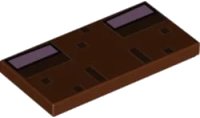 LEGO part Tile 2 x 4 with Bright Pink Rectangles and Dark Brown Pixelated Pattern (Minecraft Jungle Abomination Eyes) 87079pb0990