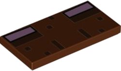 LEGO onderdeel Tile 2 x 4 with Bright Pink Rectangles and Dark Brown Pixelated Pattern (Minecraft Jungle Abomination Eyes) (87079pb0990)