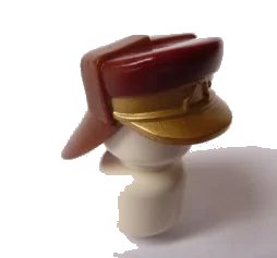 LEGO onderdeel Minifigure, Headgear Hat, Neck Protector with Dark Red Top and Gold Bill Pattern (SW Captain Panaka) (92762pb01)