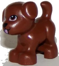 LEGO part Dog, Friends, Puppy, Standing with Black Nose and Mouth and Bright Pink Tongue Pattern (Dash) 93088pb07