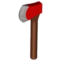 LEGO part Minifigure, Utensil Axe, Large Head with Red Head and Silver Blade Pattern 95330pb01