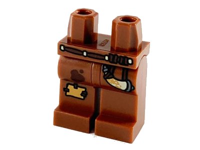 LEGO onderdeel Hips and Legs with Leather Belt, Knee Patch, Stains and Powder Horn Pattern (970c00pb0292)
