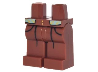 LEGO onderdeel Hips and Legs with Black Pockets and Pleats, 2 Gold Buttons and Sand Green and Gold Shirt Tails Pattern (970c00pb0697)