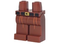 LEGO onderdeel Hips and Legs with Orange Pleats, Black Belt with Gold Buckle Pattern 970c00pb0703