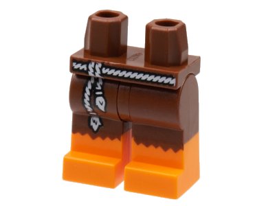 LEGO onderdeel Hips and Legs with Orange Boots, Tattered Edge, White Rope Belt Pattern (970c00pb1366)
