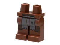 LEGO onderdeel Hips and Legs with Long Coattails, Dark Brown Mud Stains, Dark Bluish Gray Pant Legs Pattern 970c00pb1433