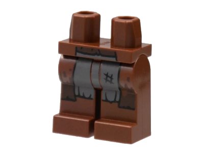 LEGO onderdeel Hips and Legs with Long Coattails, Dark Brown Mud Stains, Dark Bluish Gray Pant Legs Pattern (970c00pb1433)