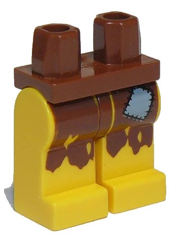 LEGO onderdeel Hips and Yellow Legs with Castaway Rags and Patch Pattern (970c03pb04)