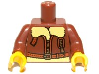 LEGO part Torso Bomber Jacket with Light Yellow Collar Pattern / Reddish Brown Arms / Yellow Hands 973pb0792c01