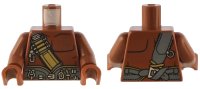 LEGO part Torso PotC Bare Chest with Dark Tan and Dark Bluish Gray Belts Pattern / Reddish Brown Arms / Reddish Brown Hands 973pb0875c01