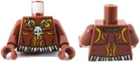 LEGO part Torso PotC Bare Chest with Skull Necklace and Body Paint Pattern / Reddish Brown Arms / Reddish Brown Hands 973pb0888c01