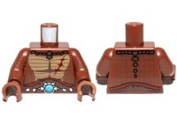 LEGO onderdeel Torso Crocodile Skin with Dark Red Scar and Blue Round Jewel (Chi) Belt Pattern / Reddish Brown Arms / Reddish Brown Hands 973pb1375c01
