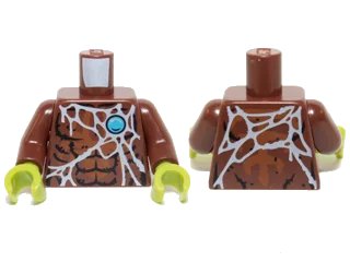 LEGO onderdeel Torso Chima Bare Chest with Spider Web and Blue Round Jewel (Chi) Pattern / Reddish Brown Arms / Lime Hands (973pb1634c01)