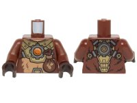 LEGO part Torso Fur with Gold Mechanical Armor, Pouch and Fire Chi Emblem Pattern / Reddish Brown Arms / Dark Brown Hands 973pb1877c01