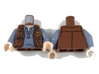 LEGO part Torso Vest with Pockets and Gold Clasps and Zippers over Sand Blue Shirt Pattern / Sand Blue Arms / Light Nougat Hands 973pb3118c01