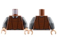 LEGO part Torso Vest Protective over White Collar Pattern / Dark Bluish Gray Arms / Light Nougat Hands 973pb3269c01