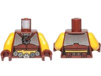 LEGO part Torso Female, Flat Silver Chest Plate, Gears Belt and Necklace Pattern / Yellow Arms / Reddish Brown Hands 973pb3447c01