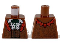 LEGO part Torso Robe and Vest with Red Lapel, White Ruffled Shirt and Dark Green Bow Tie Pattern 973pb3701
