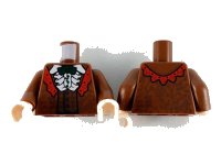 LEGO onderdeel Torso Robe and Vest with Red Lapel, White Ruffled Shirt and Dark Green Bow Tie Pattern / Reddish Brown Arms / Light Nougat Hands 973pb3701c01