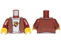 LEGO part Torso Speed Champions Jacket with Zipper, White Shirt and Porsche Logo Pattern / Reddish Brown Arms / Yellow Hands 973pb3707c01