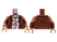 LEGO part Torso Jacket, Light Nougat Neck, White Shirt with Red Lobsters Pattern / Reddish Brown Arms / Light Nougat Hands 973pb4384c01