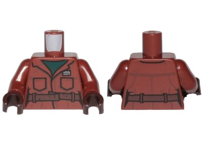 LEGO onderdeel Torso SW Jacket, Pockets, Dark Brown Belt and Dark Green Undershirt Pattern / Reddish Brown Arms / Dark Brown Hands (973pb4762c01)