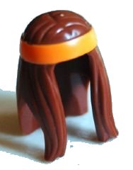 LEGO part Minifigure, Hair Long with Orange Headband Pattern 99248pb01