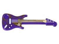 LEGO part Minifigure, Utensile Strumento Musicale, Chitarra Elettrica con Corde Bianche, Stella, Ponte e Jack di Uscita e Motivo Geometrico Dorato 11640pb02