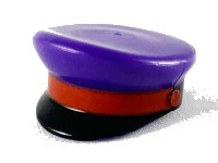 LEGO part Minifigure, Copricapo Berretto, Capitano con Visiera Nera e Motivo Treccia Rossa 12895pb04