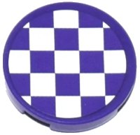 LEGO onderdeel Tile, Round 2 x 2 with Bottom Stud Holder with Dark Purple and White Checkered Pattern (Sticker) - Set 41129 14769pb165