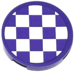 LEGO onderdeel Tile, Round 2 x 2 with Bottom Stud Holder with Dark Purple and White Checkered Pattern (Sticker) - Set 41129 (14769pb165)