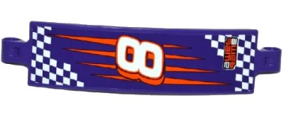 LEGO onderdeel Technic, Panel Curved 3 x 13 with Number 8, 'game' and Dark Purple and White Checkered Vertical Pattern (Sticker) - Set 42048 (18944pb002)