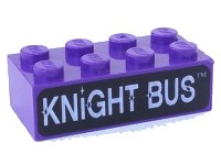 LEGO part Brick 2 x 4 with 'KNIGHT BUS' Pattern 3001pb018