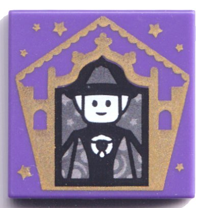 LEGO part Tile 2 x 2 with HP Chocolate Frog Card Minerva McGonagall Pattern (3068pb1746)