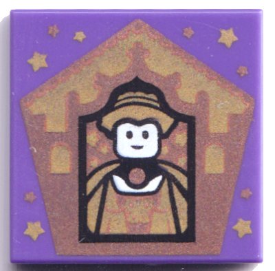 LEGO part Baldosa 2 x 2 with HP Chocolate Frog Card Helga Hufflepuff Pattern (3068pb1749)