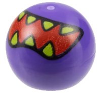 LEGO onderdeel Technic Ball Joint with Red Mouth and Lime Sharp Teeth Pattern 32474pb012