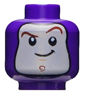 LEGO onderdeel Minifigure, Head Balaclava with Face Hole, Dark Brown Curved Eyebrows, Chin Dimple, Closed Mouth Smile Pattern (Buzz Lightyear) - Hollow Stud (3626pb2382)