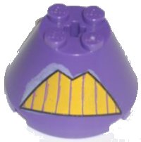 LEGO part Cone 4 x 4 x 2 with Axle Hole with Yellow Teeth Pattern (Zurg) 3943bpb03