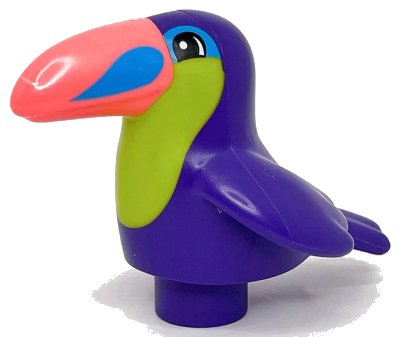 LEGO onderdeel Duplo Bird Toucan with Lime Chest and Dark Pink Beak Pattern (43909pb01)