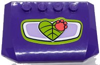 LEGO part Wedge 4 x 6 x 2/3 Triple Curved with Lime Heart-Shaped Leaf and Coral Paw Print (Sticker) - Set 41421 52031pb180