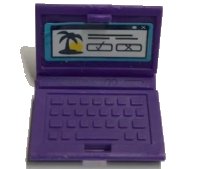 LEGO part Minifigure, Utensil Computer Laptop with Palm Tree, Sun, Check Mark, and Cross on White Screen Pattern (Sticker) - Set 41314 62698pb14