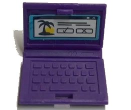 LEGO onderdeel Minifigure, Utensil Computer Laptop with Palm Tree, Sun, Check Mark, and Cross on White Screen Pattern (Sticker) - Set 41314 (62698pb14)