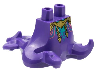 LEGO onderdeel Lower Body with 5 Tentacles, Gold Armor, Dark Turquoise and Coral Scales Pattern (78172pb01)