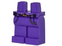 LEGO part Hips and Legs with Striped Vest Tails, Black Belt with Orange Buckle, Pockets and Silver Chain Pattern 970c00pb0624