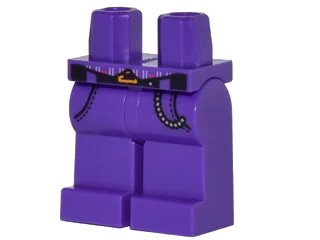 LEGO onderdeel Hips and Legs with Striped Vest Tails, Black Belt with Orange Buckle, Pockets and Silver Chain Pattern (970c00pb0624)