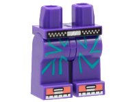 LEGO part Hips and Legs with Black Belt with Silver Dots, Dark Turquoise Angled Lines, Coral Toes Pattern 970c00pb1227